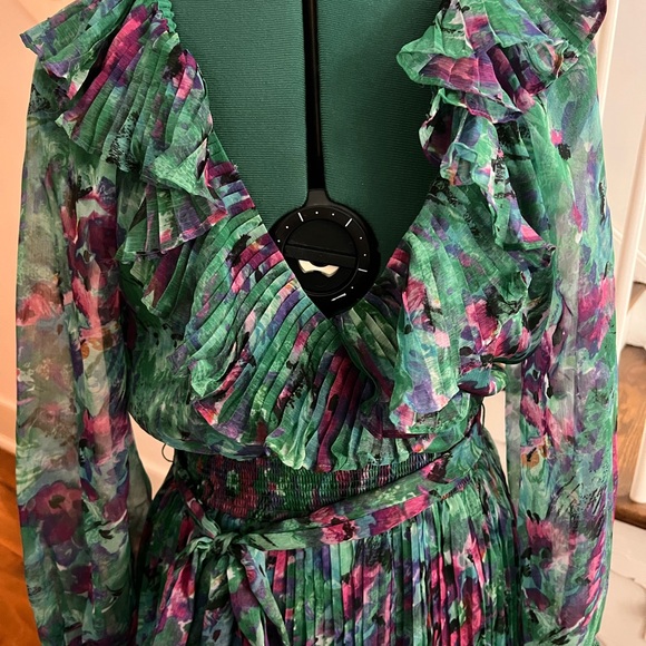Chic Floral Long Sleeve Dress in Green and Purple - Picture 3 of 9